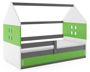 Dětská postel s úložným prostorem ve tvaru domku bez matrace 80x160 PRISCILA 1 - grafit / zelená