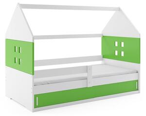 Dětská postel s úložným prostorem ve tvaru domku bez matrace 80x160 PRISCILA 1 - bílá / zelená