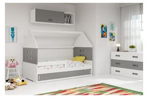 Dětská postel s úložným prostorem ve tvaru domku bez matrace 80x160 PRISCILA 1 - bílá / grafit