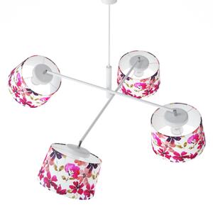 Light for home - Designový lustr na tyči se čtyřmi vícebarevnými stínítky. 60504 "Lefor", 4x60W, E27, Bílá