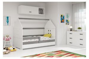 Dětská postel s úložným prostorem ve tvaru domku bez matrace 80x160 PRISCILA 1 - grafit / bílá