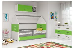 Dětská postel s úložným prostorem ve tvaru domku bez matrace 80x160 PRISCILA 1 - grafit / zelená