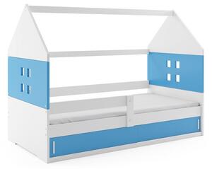 Dětská postel s úložným prostorem ve tvaru domku bez matrace 80x160 PRISCILA 1 - bílá / modrá