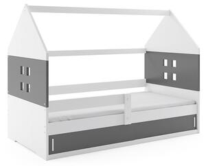 Dětská postel s úložným prostorem ve tvaru domku bez matrace 80x160 PRISCILA 1 - bílá / grafit