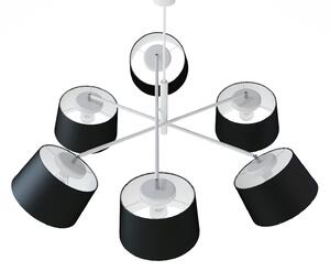 Light for home - Designový kovový lustr na tyči s neuvěřitelnými textilními stínítky. 60505 "Lefor", 6x60W, E27, Bílá