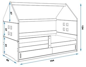 Dětská postel s úložným prostorem ve tvaru domku bez matrace 80x160 PRISCILA 1 - grafit