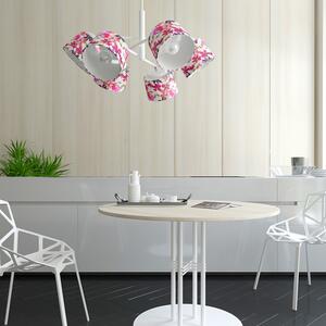 Light for home - Designový lustr na tyči s vícebarevnými textilními stínítkami. 60609 "Lefor", 6x60W, E27, Bílá