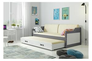Dětská postel s přistýlkou a matracemi 80x190 GEORGINA - grafit / bílá