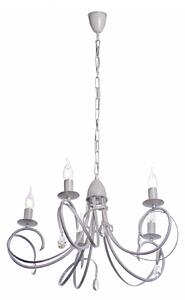 Light for home - Závěsný lustr na řetězu 18505 "VIRGINIA CRYSTAL", 5x40W, E14, bílá, stříbrná patina