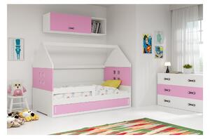 Dětská postel s úložným prostorem ve tvaru domku bez matrace 80x160 PRISCILA 1 - bílá / růžová