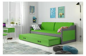 Dětská postel s přistýlkou a matracemi 80x190 GEORGINA - grafit / zelená