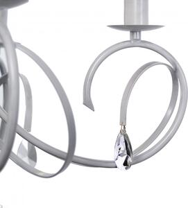 Light for home - Závěsný lustr na řetězu 18505 "VIRGINIA CRYSTAL", 5x40W, E14, bílá, stříbrná patina