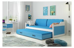 Dětská postel s přistýlkou a matracemi 90x200 GEORGINA - bílá / modrá