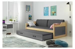 Dětská postel s přistýlkou a matracemi 80x190 GEORGINA - borovice / grafit