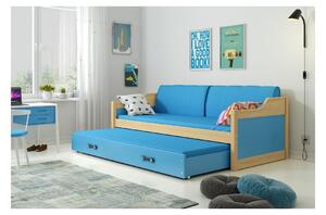Dětská postel s přistýlkou a matracemi 80x190 GEORGINA - borovice / modrá