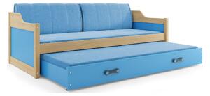 Dětská postel s přistýlkou a matracemi 80x190 GEORGINA - borovice / modrá