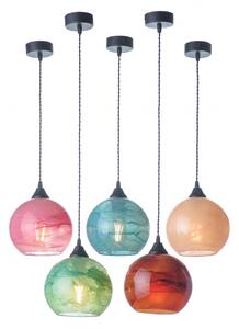 Light for home - Závěsné svítidlo se stínítkem z foukaného skla v růžovém provedení 19603 "MARBLE", 1x60W, E27, Černá
