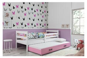 Dětská postel s přistýlkou bez matrací 90x200 MELANIE - bílá / růžová