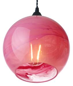 Light for home - Závěsné svítidlo se stínítkem z foukaného skla v růžovém provedení 19603 "MARBLE", 1x60W, E27, Černá