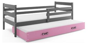 Dětská postel s přistýlkou a matracemi 80x190 MELANIE - grafit / růžová