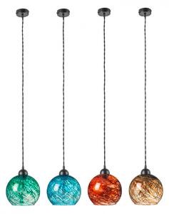 Light for home - Závěsné svítidlo se stínítkem z foukaného skla v jantarové barvě 19603 "MARBLE", 1x60W, E27, Černá