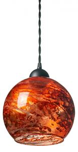 Light for home - Závěsné svítidlo se stínítkem z foukaného skla v jantarové barvě 19603 "MARBLE", 1x60W, E27, Černá