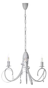Light for home - Závěsný lustr na řetězu 18503 "VIRGINIA CRYSTAL", 3X40W, E14, bílá, stříbrná patina