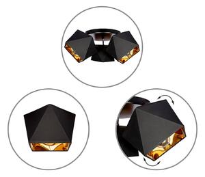 Light for home - Stropní svítidlo LH012 "DIAMOND GOLD", 3x60W, E27, Černá