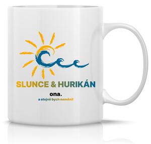 SLUNCE & HURIKÁN - klasický bílý keramický hrníček 300 ml