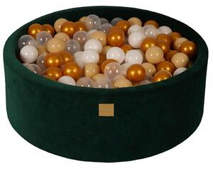 MeowBaby Suchý bazének s míčky 90x30cm s 200 míčky, tmavě zelená: zlatá, béžová, bílá, průhledná