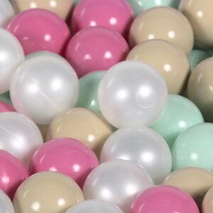 MeowBaby Suchý bazének s míčky 90x30cm s 200 míčky, šedá: mintová, růžová, perleťově bílá, béžová