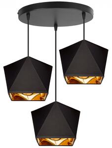Light for home - Moderní závěsné svítidlo na lanku LH024 "DIAMOND GOLD", 3x60W, E27, Černá