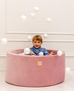 MeowBaby Suchý bazének s míčky 90x40cm s 300 míčky, růžová: bílá, pastelově růžová, transparentní