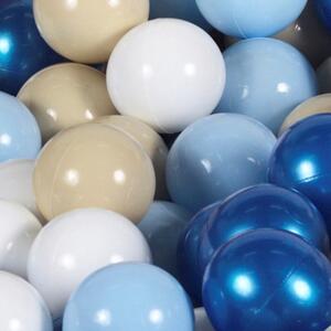 MeowBaby Suchý bazének s míčky 90x30cm s 200 míčky, hnědá: perleťově modrá, béžová, bílá, modrá