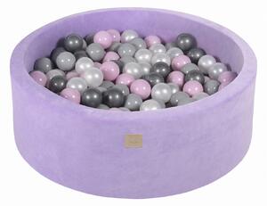 MeowBaby Suchý bazének s míčky 90x30cm s 200 míčky, světle fialová: stříbrná, šedá, pastelově růžová, perleťově bílá