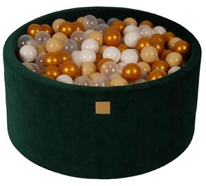 MeowBaby Suchý bazének s míčky 90x40cm s 200 míčky, tmavě zelená: zlatá, béžová, bílá, transparentní