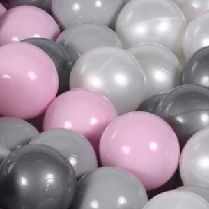 MeowBaby Suchý bazének s míčky 90x30cm s 200 míčky, světle fialová: stříbrná, šedá, pastelově růžová, perleťově bílá