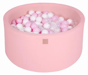 MeowBaby Suchý bazének s míčky 90x40cm s 300 míčky, růžová: bílá, pastelově růžová, transparentní