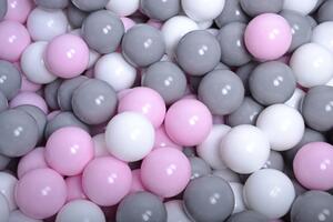 MeowBaby Suchý bazének s míčky 90x40cm s 300 míčky, světle šedá: šedá, bílá, pastelově růžová