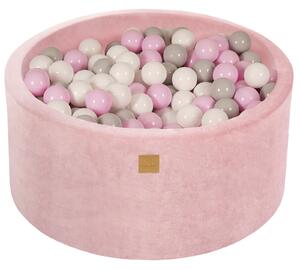 MeowBaby Suchý bazének s míčky 90x40cm s 200 míčky, růžová: bílá, šedá, pastelově růžová