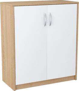 Komoda Matkam 74,01 x 35 x 85 cm bílá, dub sonoma matná