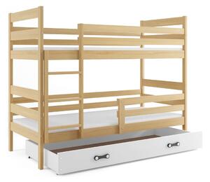 Dětská patrová postel s úložným prostorem bez matrace 80x190 MELANIE - borovice / bílá