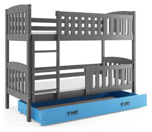 Dětská patrová postel s úložným prostorem s matracemi 80x190 BRIGID - grafit / modrá