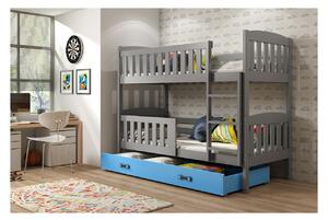 Dětská patrová postel s úložným prostorem bez matrace 80x190 BRIGID - grafit / modrá