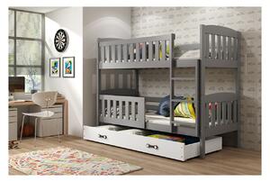 Dětská patrová postel s úložným prostorem s matracemi 80x190 BRIGID - grafit / bílá