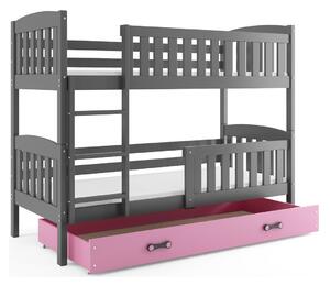 Dětská patrová postel s úložným prostorem s matracemi 80x190 BRIGID - grafit / růžová