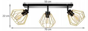 Light for home - Svítidlo na kovové liště s třemi kovovými stínítky LH008 "SANTOS LOFT", 3x60W, E27, Černá