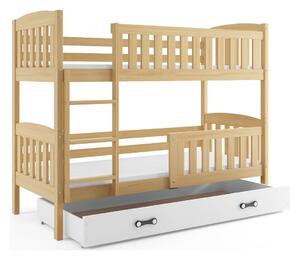 Dětská patrová postel s úložným prostorem s matracemi 90x200 BRIGID - borovice / bílá