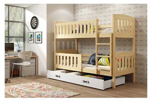 Dětská patrová postel s úložným prostorem bez matrace 80x190 BRIGID - borovice / bílá