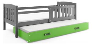 Dětská postel s přistýlkou bez matrací 90x200 BRIGID - grafit / zelená